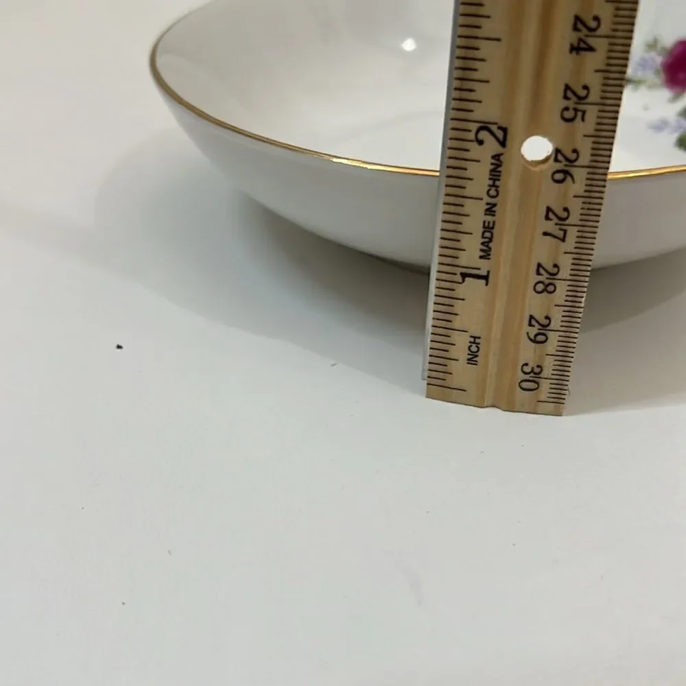 Tea Rose Fine China Vintage Fuschia Pink Gold Trim Set Of 4 Bowls 6 1/4 In Round